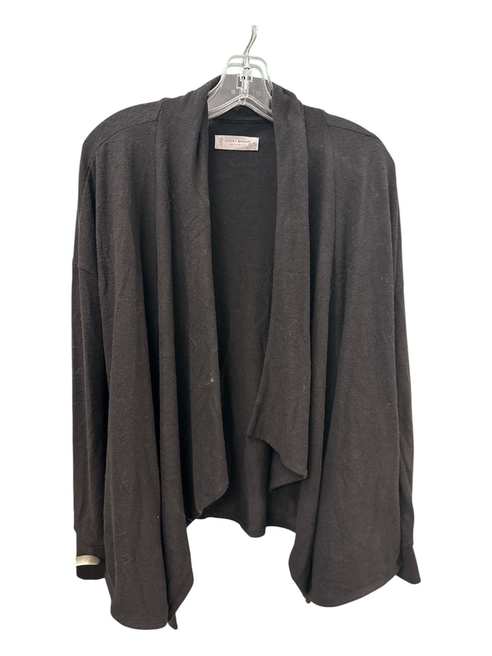Lucky Brand Black Open-Front Draped Cardigan